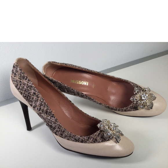 Missoni Italy Heels Women Beige US 7.5 - Picture 2 of 9